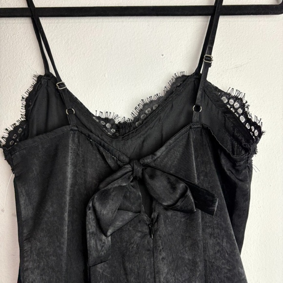 Dee Elly Womens XS Lace Trim Sleeveless Black Velvet Straight Leg Jumpsuit - Picture 5 of 6